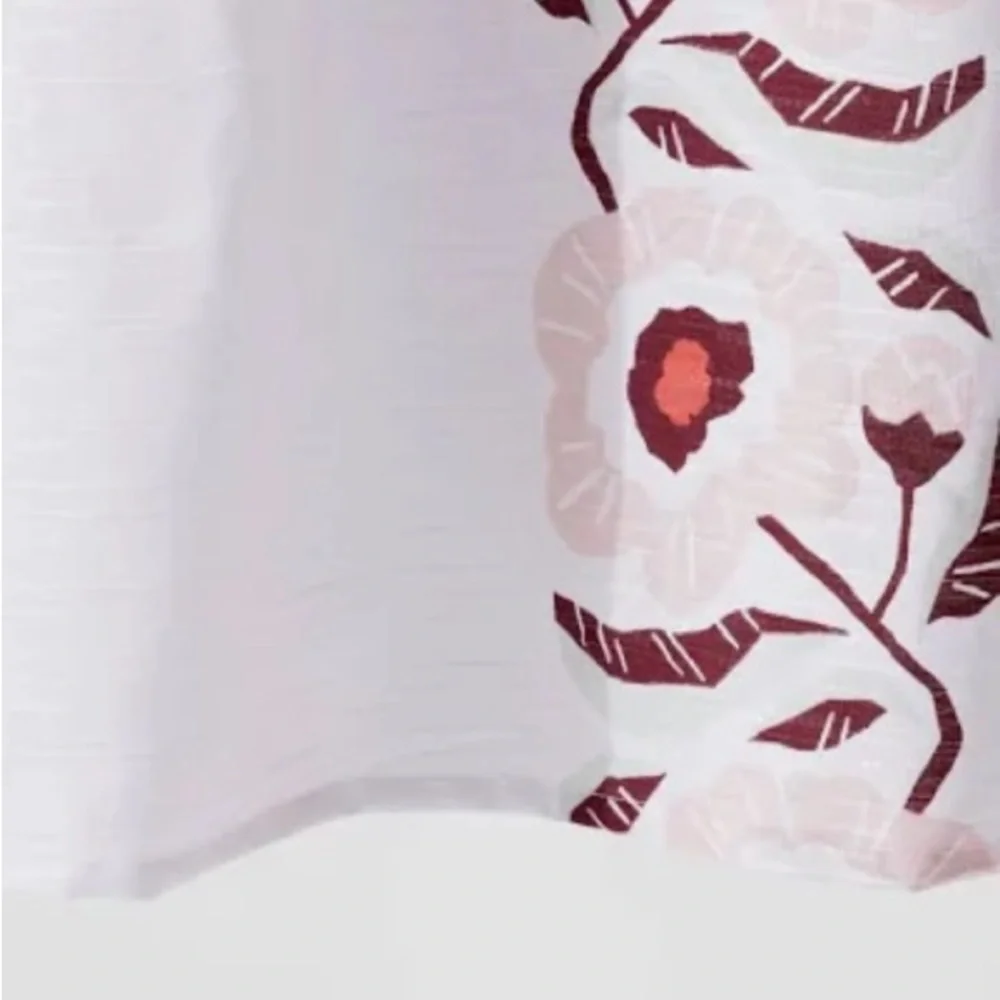 Room Essentials Target Folk Floral Print Shower Curtain White Pink Burgundy